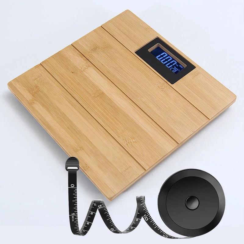 Wood Bathroom Scale Smart Body Fat Scale with 60 Inch Soft Measuring Tape